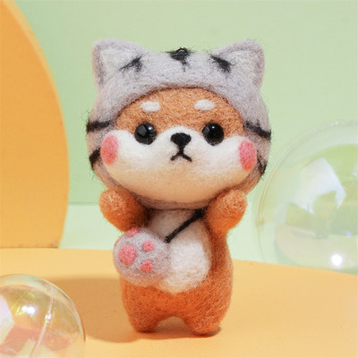 Πακέτο χειροτεχνίας από μάλλινη τσόχα DIY Κούκλες Υπέροχες μη τελειωμένες ζωικές σκύλοι Σετ χειροποίητης κατασκευής για βελόνα Πακέτο τσάντας υλικού διακόσμησης σπιτιού Δώρο για παιδιά