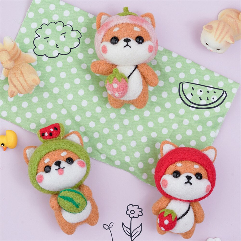 Πακέτο χειροτεχνίας από μάλλινη τσόχα DIY Κούκλες Υπέροχες μη τελειωμένες ζωικές σκύλοι Σετ χειροποίητης κατασκευής για βελόνα Πακέτο τσάντας υλικού διακόσμησης σπιτιού Δώρο για παιδιά