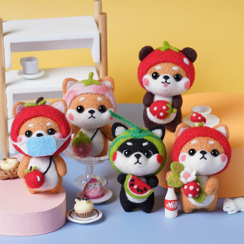 Πακέτο χειροτεχνίας από μάλλινη τσόχα DIY Κούκλες Υπέροχες μη τελειωμένες ζωικές σκύλοι Σετ χειροποίητης κατασκευής για βελόνα Πακέτο τσάντας υλικού διακόσμησης σπιτιού Δώρο για παιδιά