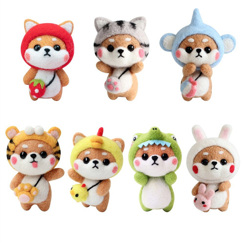 Πακέτο χειροτεχνίας από μάλλινη τσόχα DIY Κούκλες Υπέροχες μη τελειωμένες ζωικές σκύλοι Σετ χειροποίητης κατασκευής για βελόνα Πακέτο τσάντας υλικού διακόσμησης σπιτιού Δώρο για παιδιά