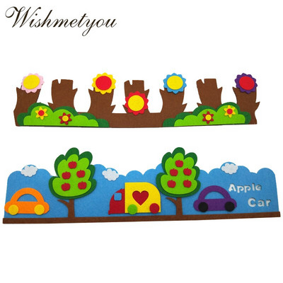 WISHMETYOU Apple Tree Flowers Non Woven Fabric Felt Cute Cars Guarddrail for Decor Παιδικά προμήθειες σπιτιού Αυτοκόλλητα νηπιαγωγείου Diy