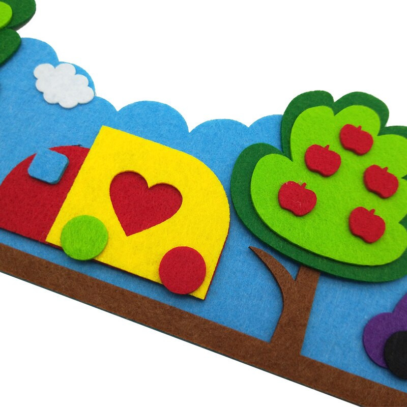 WISHMETYOU Apple Tree Flowers Non Woven Fabric Felt Cute Cars Guarddrail for Decor Παιδικά προμήθειες σπιτιού Αυτοκόλλητα νηπιαγωγείου Diy