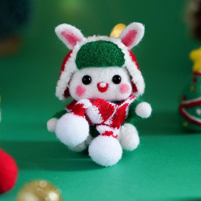 Nonvor Wool Felt Doll Kit Needle Felting Kit Christmas DIY Animal Panda Pig Rabbit Duck Keychain Πακέτο δώρου για αρχάριους