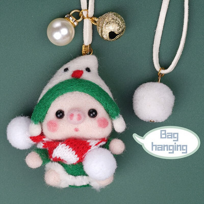 Nonvor Wool Felt Doll Kit Needle Felting Kit Christmas DIY Animal Panda Pig Rabbit Duck Keychain Πακέτο δώρου για αρχάριους