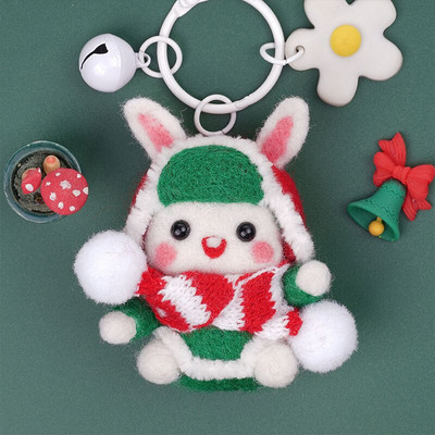 Nonvor Wool Felt Doll Kit Needle Felting Kit Christmas DIY Animal Panda Pig Rabbit Duck Keychain Πακέτο δώρου για αρχάριους