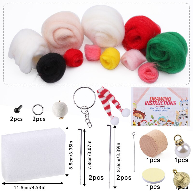 Nonvor Wool Felt Doll Kit Needle Felting Kit Christmas DIY Animal Panda Pig Rabbit Duck Keychain Πακέτο δώρου για αρχάριους