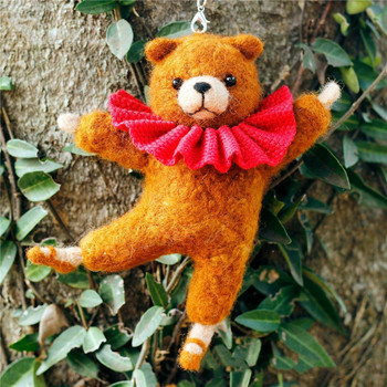 Μάλλινη τσόχα Poke DIY Kit Cartoon Ballet Bear Alpaca Χειροποίητη Πακέτο Υλικού με βελόνα τσόχας DIY Δώρο χριστουγεννιάτικο δέντρο με κρεμαστό μπρελόκ