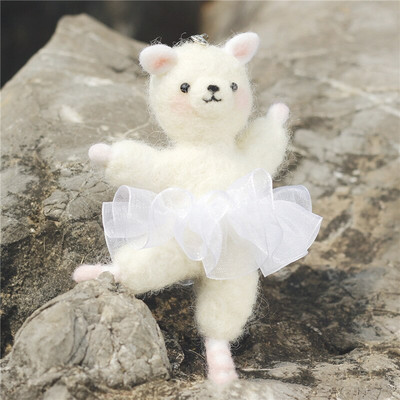 Μάλλινη τσόχα Poke DIY Kit Cartoon Ballet Bear Alpaca Χειροποίητη Πακέτο Υλικού με βελόνα τσόχας DIY Δώρο χριστουγεννιάτικο δέντρο με κρεμαστό μπρελόκ