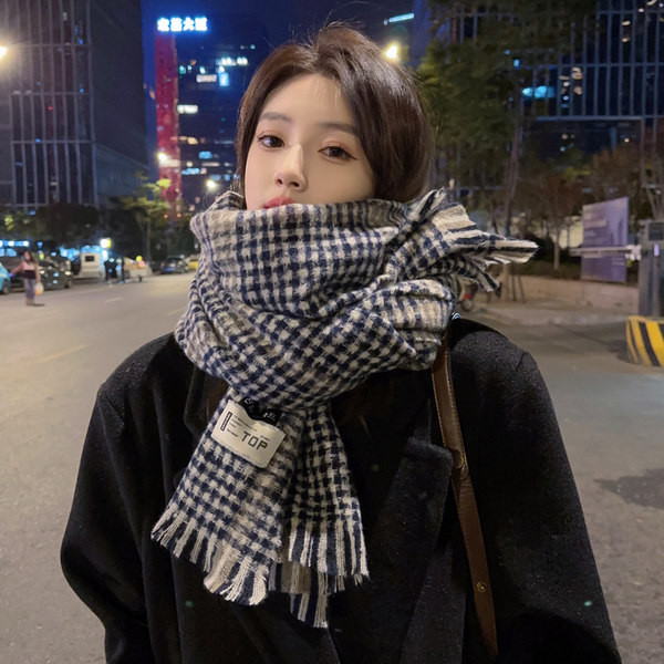 Γυναικείο καρό κασκόλ  με λογότυπο κατάλληλο για τον χειμώνα