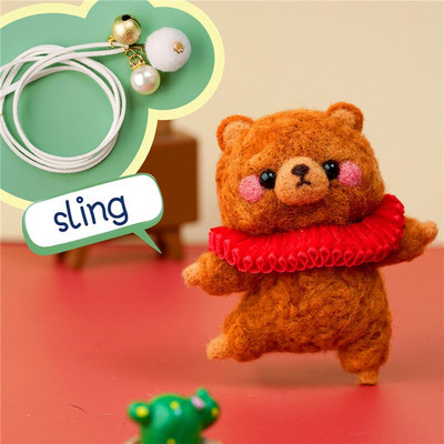 Χαριτωμένο Ballet Bear Pig Ζώο DIY Κιτ τσόχας από μαλλί βελόνα με σακί Υλικό πλεξίματος Πακέτο Κεντήματα Χειροποίητα Ραπτικά Δώρο χειροτεχνίας