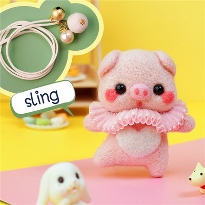 Χαριτωμένο Ballet Bear Pig Ζώο DIY Κιτ τσόχας από μαλλί βελόνα με σακί Υλικό πλεξίματος Πακέτο Κεντήματα Χειροποίητα Ραπτικά Δώρο χειροτεχνίας