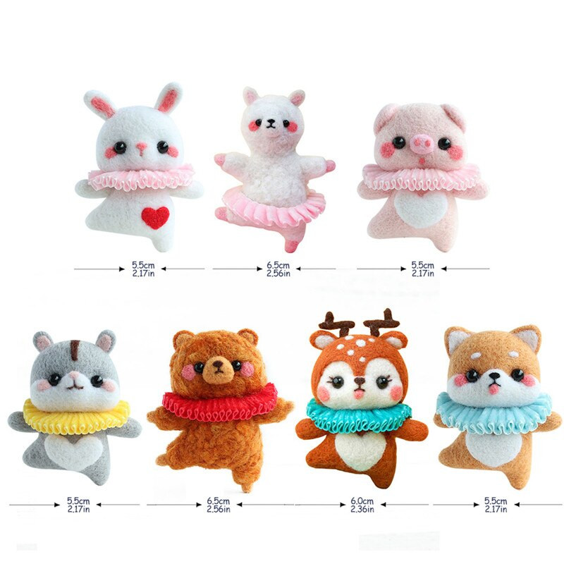 Χαριτωμένο Ballet Bear Pig Ζώο DIY Κιτ τσόχας από μαλλί βελόνα με σακί Υλικό πλεξίματος Πακέτο Κεντήματα Χειροποίητα Ραπτικά Δώρο χειροτεχνίας