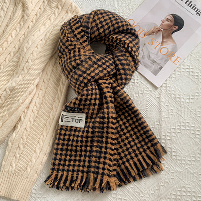 Νέο σχέδιο χειμωνιάτικο καρό κασκόλ με λογότυπο για γυναίκες