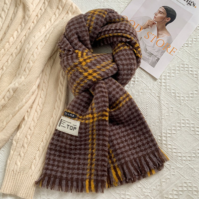 Νέο σχέδιο χειμωνιάτικο καρό κασκόλ με λογότυπο για γυναίκες