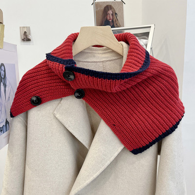 Γυναικείο πλεκτό κασκόλ με κουμπιά - τύπου γιακά