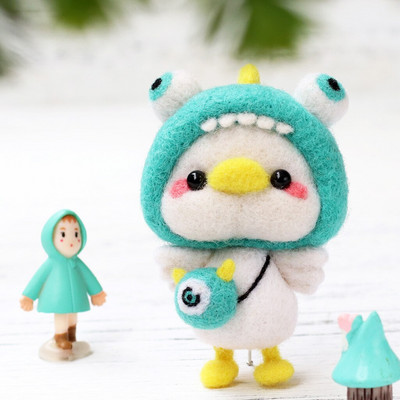 Ζωικό μαλλί τσόχα Felting Cat Diy Poke Fun Χειροποίητη κούκλα Ζευγάρι Υλικό Πακέτο τσόχα Διακόσμηση Δώρο Κοσμήματα βελούδινο στολίδι κούκλας