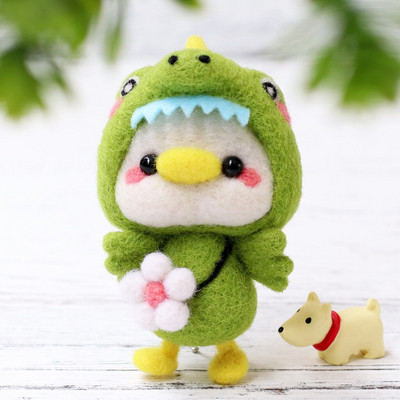 Ζωικό μαλλί τσόχα Felting Cat Diy Poke Fun Χειροποίητη κούκλα Ζευγάρι Υλικό Πακέτο τσόχα Διακόσμηση Δώρο Κοσμήματα βελούδινο στολίδι κούκλας