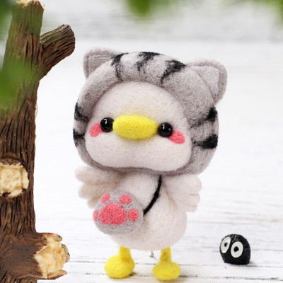 Ζωικό μαλλί τσόχα Felting Cat Diy Poke Fun Χειροποίητη κούκλα Ζευγάρι Υλικό Πακέτο τσόχα Διακόσμηση Δώρο Κοσμήματα βελούδινο στολίδι κούκλας