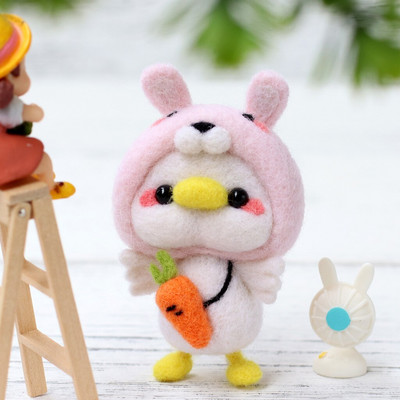 Ζωικό μαλλί τσόχα Felting Cat Diy Poke Fun Χειροποίητη κούκλα Ζευγάρι Υλικό Πακέτο τσόχα Διακόσμηση Δώρο Κοσμήματα βελούδινο στολίδι κούκλας