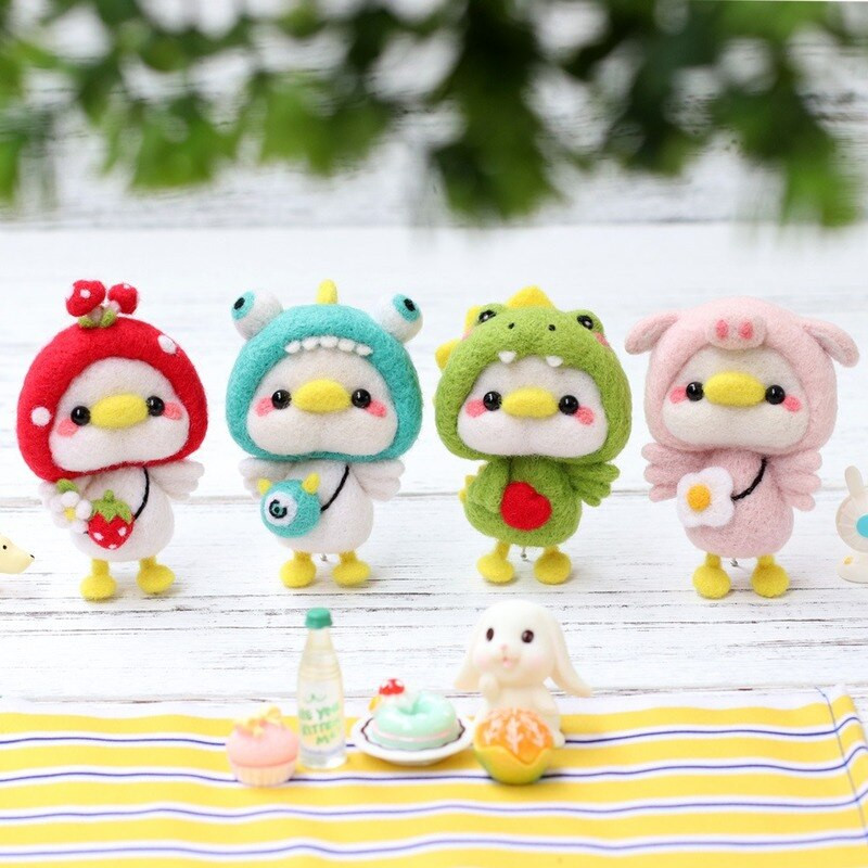 Ζωικό μαλλί τσόχα Felting Cat Diy Poke Fun Χειροποίητη κούκλα Ζευγάρι Υλικό Πακέτο τσόχα Διακόσμηση Δώρο Κοσμήματα βελούδινο στολίδι κούκλας