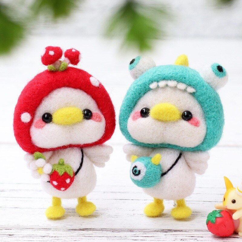 Ζωικό μαλλί τσόχα Felting Cat Diy Poke Fun Χειροποίητη κούκλα Ζευγάρι Υλικό Πακέτο τσόχα Διακόσμηση Δώρο Κοσμήματα βελούδινο στολίδι κούκλας