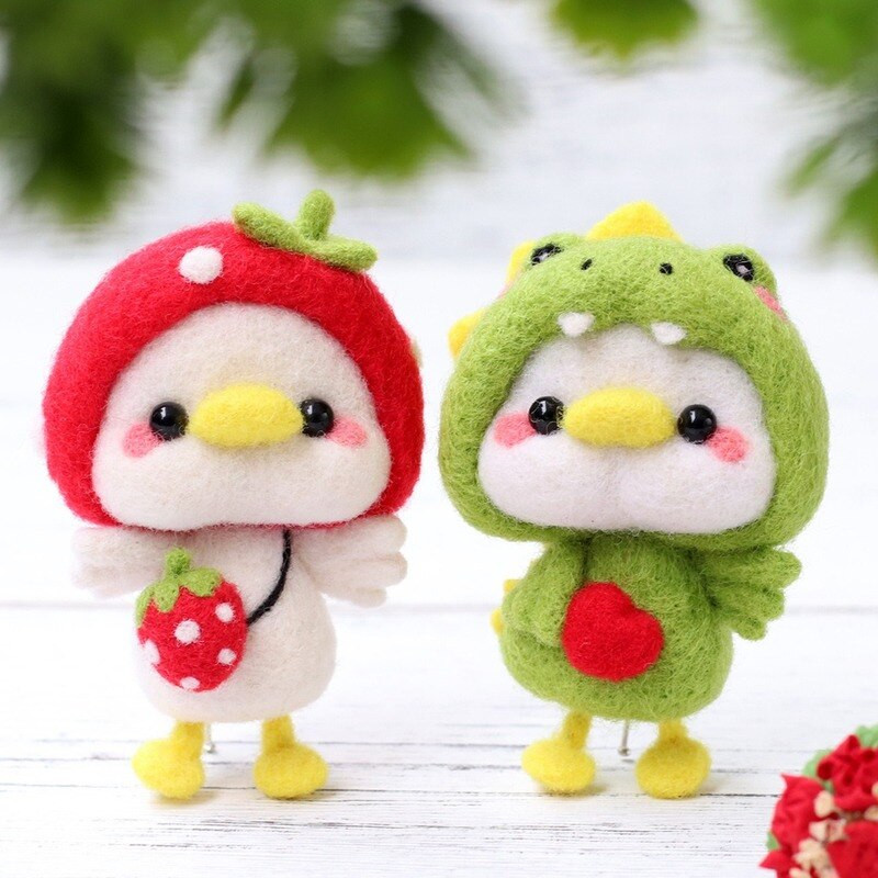 Ζωικό μαλλί τσόχα Felting Cat Diy Poke Fun Χειροποίητη κούκλα Ζευγάρι Υλικό Πακέτο τσόχα Διακόσμηση Δώρο Κοσμήματα βελούδινο στολίδι κούκλας