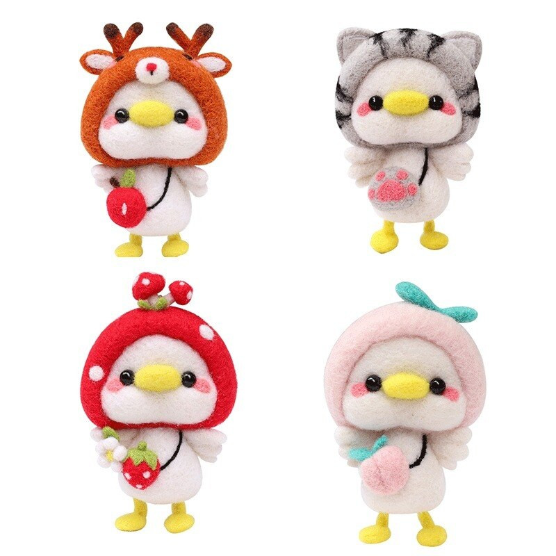 Ζωικό μαλλί τσόχα Felting Cat Diy Poke Fun Χειροποίητη κούκλα Ζευγάρι Υλικό Πακέτο τσόχα Διακόσμηση Δώρο Κοσμήματα βελούδινο στολίδι κούκλας