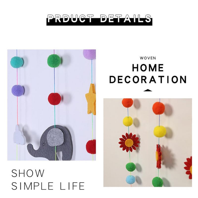 8 τμχ Diy πολύχρωμες βελούδινες χορδές μπάλας Rainbow Cartoon Ball Διακοσμήσεις για κουρτίνες τοίχου για το σπίτι