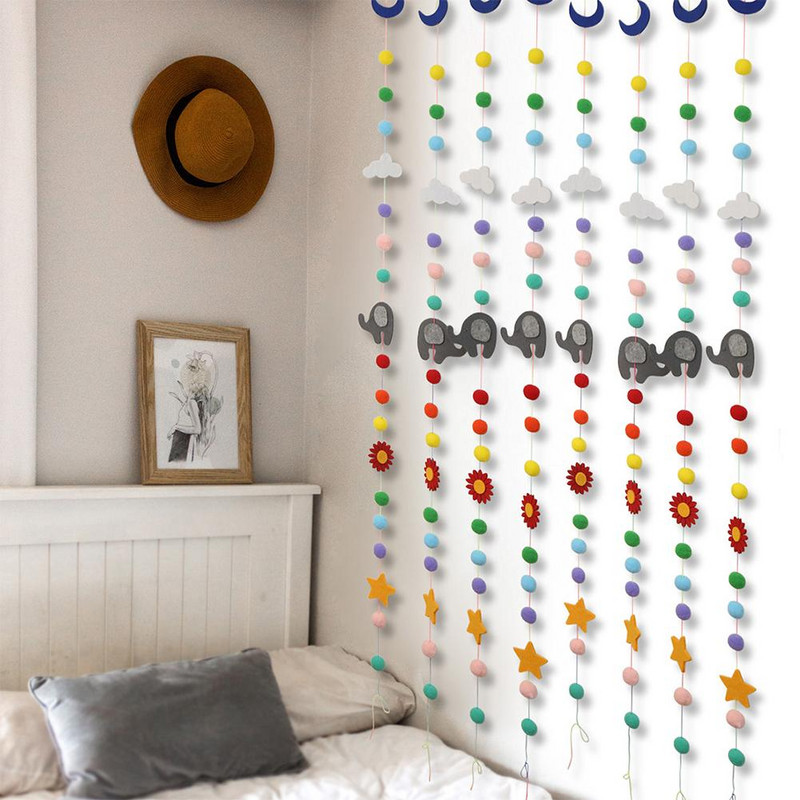 8 τμχ Diy πολύχρωμες βελούδινες χορδές μπάλας Rainbow Cartoon Ball Διακοσμήσεις για κουρτίνες τοίχου για το σπίτι