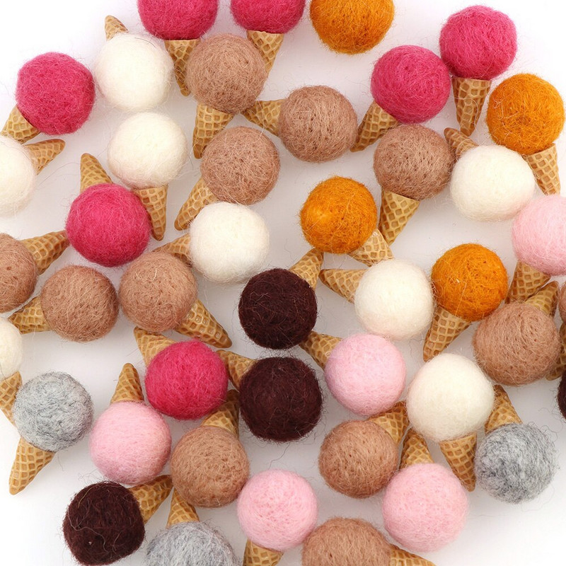 5τμχ Μάλλινη μπάλα τσόχα Μίνι μάλλινη τσόχα DIY Παγωτό βελούδινο παιχνίδι Χειροποίητο κόσμημα μάλλινη μπάλα Αξεσουάρ μαλλιών Κούκλα