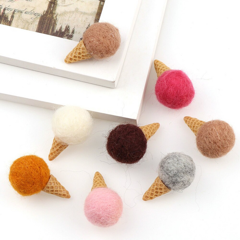 5τμχ Μάλλινη μπάλα τσόχα Μίνι μάλλινη τσόχα DIY Παγωτό βελούδινο παιχνίδι Χειροποίητο κόσμημα μάλλινη μπάλα Αξεσουάρ μαλλιών Κούκλα