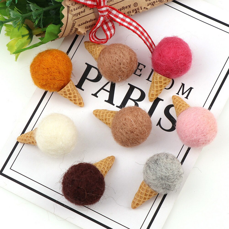 5τμχ Μάλλινη μπάλα τσόχα Μίνι μάλλινη τσόχα DIY Παγωτό βελούδινο παιχνίδι Χειροποίητο κόσμημα μάλλινη μπάλα Αξεσουάρ μαλλιών Κούκλα