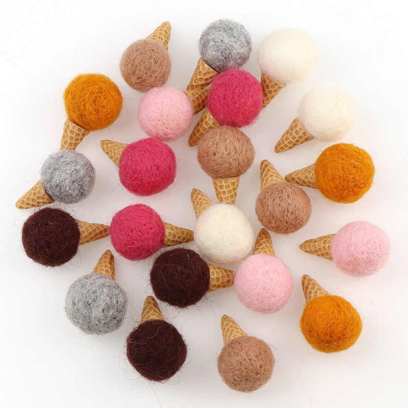 5τμχ Μάλλινη μπάλα τσόχα Μίνι μάλλινη τσόχα DIY Παγωτό βελούδινο παιχνίδι Χειροποίητο κόσμημα μάλλινη μπάλα Αξεσουάρ μαλλιών Κούκλα