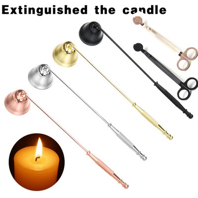 1PC Свещи от неръждаема стомана с дълга дръжка с форма на камбана, фитил, звънец, безопасен щипец за свещи, инструмент за гасене на пламък, инструменти за домашно гасене