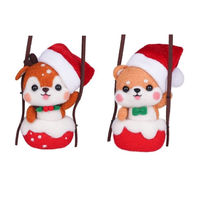 Shiba Inu Felt Wool for Feltting Diy Elk Poke Fun Χειροποίητη Κούκλα Ζευγάρι Υλικό Πακέτο Σετ τσόχα Κρεμαστό Αυτοκίνητο Διακόσμηση Δώρο Χριστουγέννων