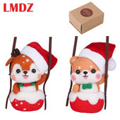 LMDZ Wool Felt Swing Shiba Inu Χριστουγεννιάτικη Διακόσμηση Κρεμαστό DIY Σπιτικό Δώρο Υλικό Πακέτο Μη ολοκληρωμένη Μάλλινη τσόχα