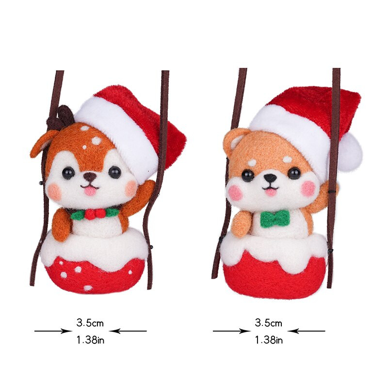 LMDZ Wool Felt Swing Shiba Inu Χριστουγεννιάτικη Διακόσμηση Κρεμαστό DIY Σπιτικό Δώρο Υλικό Πακέτο Μη ολοκληρωμένη Μάλλινη τσόχα