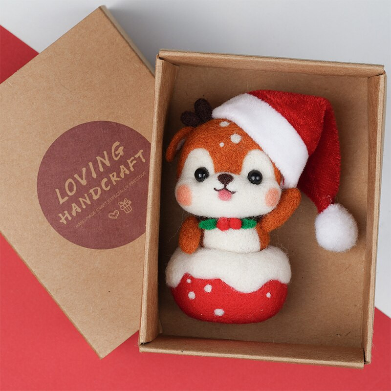 LMDZ Wool Felt Swing Shiba Inu Χριστουγεννιάτικη Διακόσμηση Κρεμαστό DIY Σπιτικό Δώρο Υλικό Πακέτο Μη ολοκληρωμένη Μάλλινη τσόχα