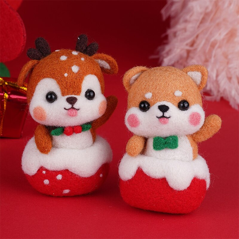LMDZ Wool Felt Swing Shiba Inu Χριστουγεννιάτικη Διακόσμηση Κρεμαστό DIY Σπιτικό Δώρο Υλικό Πακέτο Μη ολοκληρωμένη Μάλλινη τσόχα