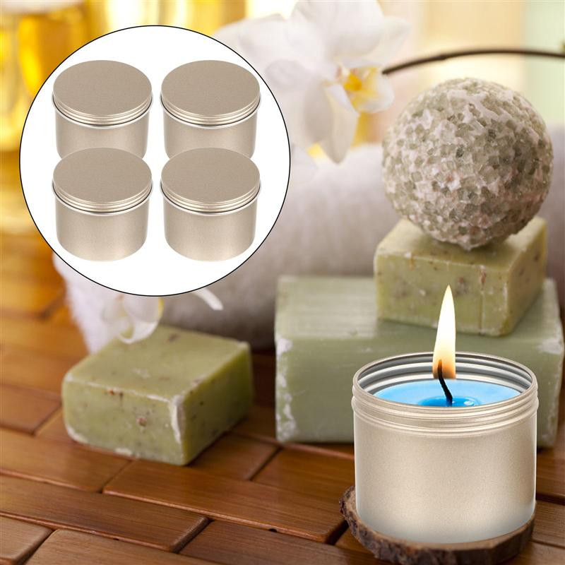 4/6 tk ümmargune alumiiniumist taastäidetav purk teekonteiner Küünal DIY alumiiniumkarp Metallist konservid DIY küünlakonteinerid küünlapurgid