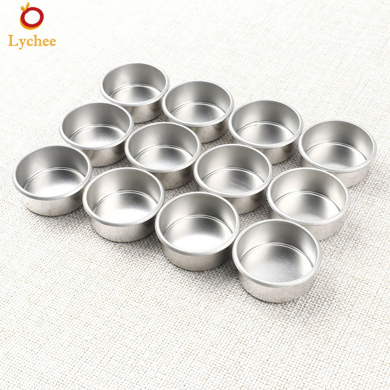 6vnt/12vnt metalinis arbatos žibintas Mažas apvalus žvakių laikiklis puodeliai DIY žvakių vaškas amatų konteineriai DIY žvakės amatai