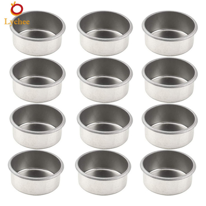 6vnt/12vnt metalinis arbatos žibintas Mažas apvalus žvakių laikiklis puodeliai DIY žvakių vaškas amatų konteineriai DIY žvakės amatai