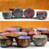 4 Τμ/Παρτίδα Vintage Κερί Βάζο με Καπάκι 6x4cm Χειροποίητα Κεριά DIY Making Container Mini Tins Μεταλλική αποθήκευση Μικρό κουτί δώρου