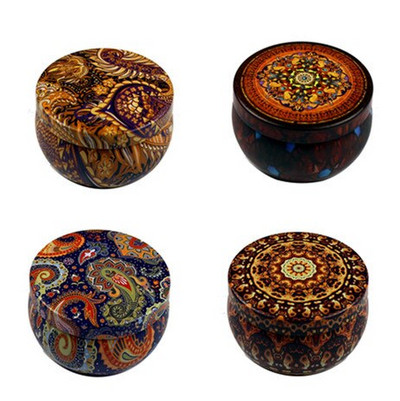 4 Τμ/Παρτίδα Vintage Κερί Βάζο με Καπάκι 6x4cm Χειροποίητα Κεριά DIY Making Container Mini Tins Μεταλλική αποθήκευση Μικρό κουτί δώρου