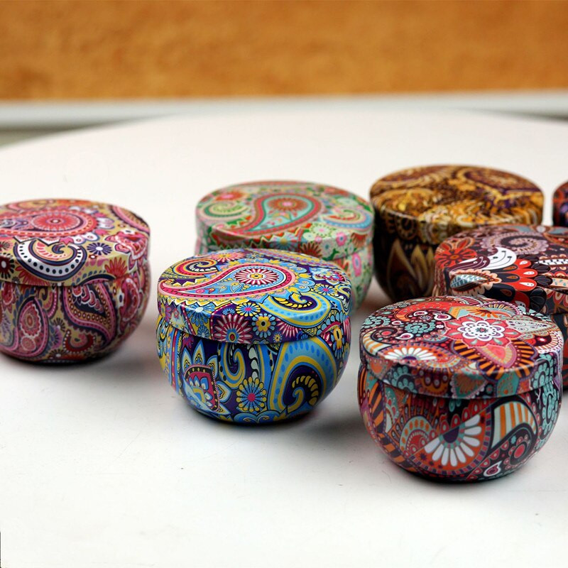 4 Τμ/Παρτίδα Vintage Κερί Βάζο με Καπάκι 6x4cm Χειροποίητα Κεριά DIY Making Container Mini Tins Μεταλλική αποθήκευση Μικρό κουτί δώρου