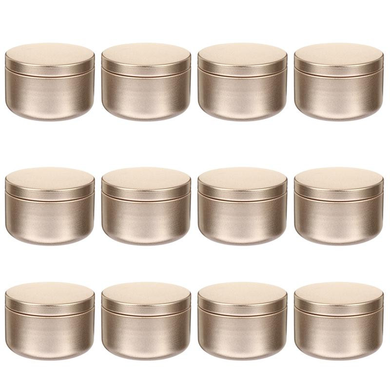 12 TK Küünla tina reisipurgid Ümmargused metallpurgid Küünlakonteinerid Küünlapurgid Küünla väike purk Tahke aroomiteraapia suletud metallpurk