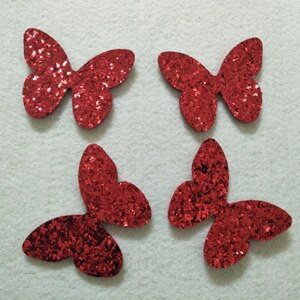 5,5x7cm Bling Bling Chunky Glitter Gold & Red Butterfly Felt DIY Ραπτική Διακόσμηση πάρτι φουρκέτας