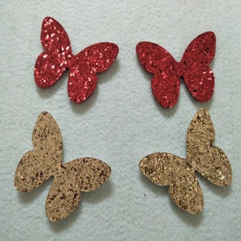 5,5x7cm Bling Bling Chunky Glitter Gold & Red Butterfly Felt DIY Ραπτική Διακόσμηση πάρτι φουρκέτας
