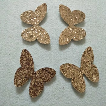 5.5x7cm Bling Bling Chunky Glitter Gold & Red Butterfly Felt Направи си сам фиби за шиене парти декорация