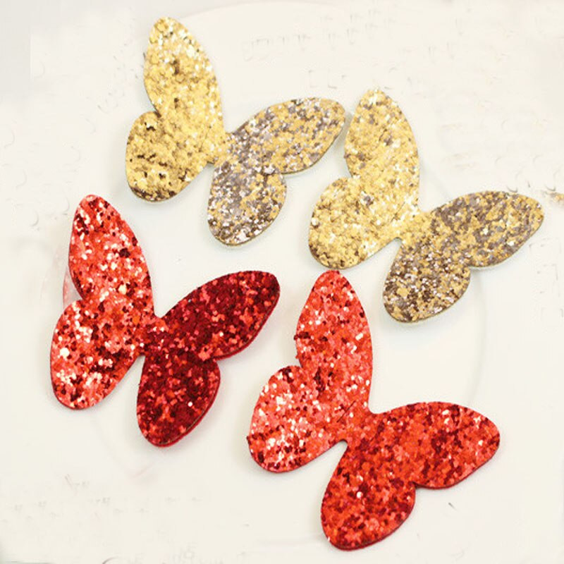 5,5x7cm Bling Bling Chunky Glitter Gold & Red Butterfly Felt DIY Ραπτική Διακόσμηση πάρτι φουρκέτας